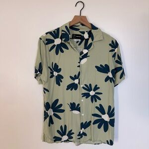 Original Use Green and Blue Floral Button Down Shirt
